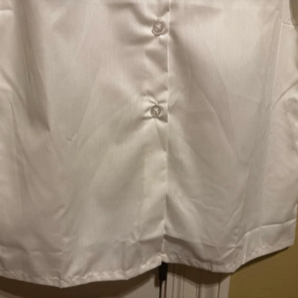 A+ White Peter Pan School Uniform Blouse Navy Blue Piping Short Sleeve S… - Picture 6 of 11